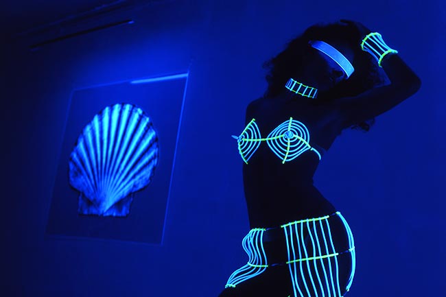 Blacklight costumes for performers