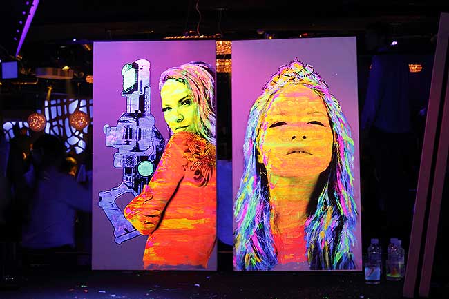 Artworks created during blacklight event at Sutton Club Barcelona